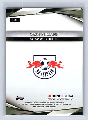 Xavi Simons 2024-25 Topps Chrome Bundesliga Sapphire #59 Image Variation *ab - Picture 2 of 2