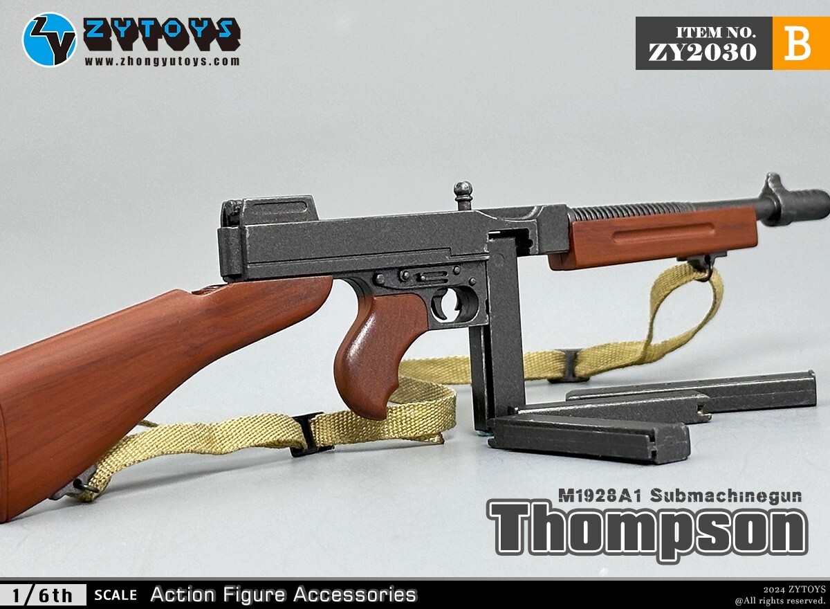 ZYTOYS 1/6 ZY2030B M1928A1 Thompson Submachinegun Tommy Gun Model