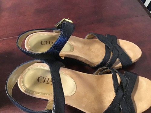 Chaps Reine Sandalen Schuhe Keilabsatz Damengröße 8,5 schwarz