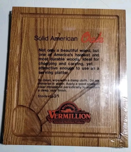 Solid American Oak Missouri Vermillion Cutting Serving Board Hardwood Vintage