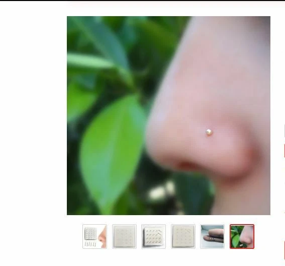 (4) Anillos para nariz enchapados en oro de 18k, bola redonda de 2 mm, estilo hueso de 20 g Foto 2 de 4