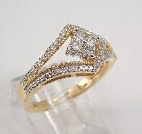 2.20Ct Round Cut Lab-Created Diamond Women's Wedding Ring 14K Yellow Gold Plated - Picture 4 of 6
