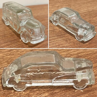 Vintage 1940s Glass Woody Station Wagon & Streamline Glass Candy Cars (Set of 3)