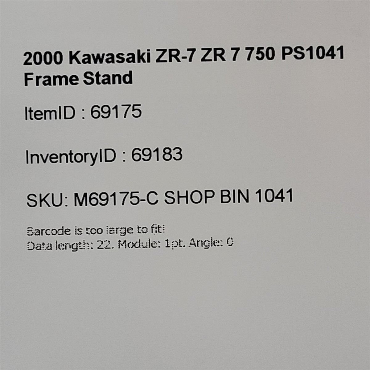 2000 Kawasaki ZR-7 ZR 7 750 Frame Stand PS1041 | eBay