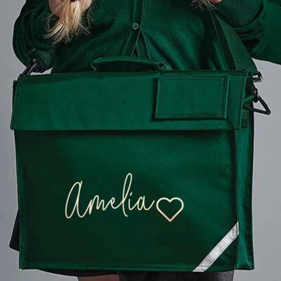 Personalised Back To School Heart Kids Book Bag Custom Name Boys & Girls #BTC1