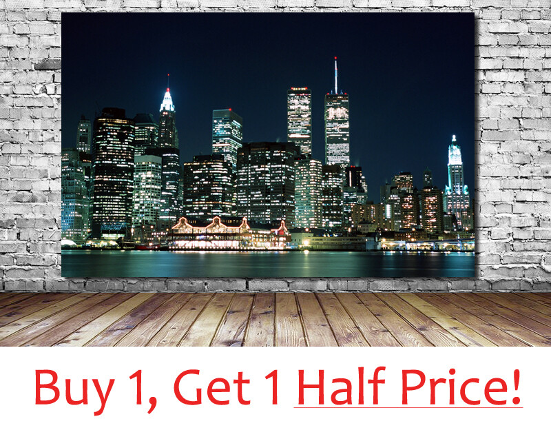 NUEVA YORK TWIN TORRES - WORLD TRADE CENTER - IMPRESIÓN DE ARTE DE PARED CON CUADRO EN LIENZO