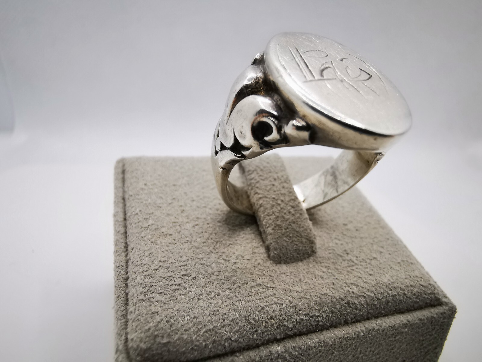 Initial Signet Ring Silver Antique Monogram "Lf" … - image 7