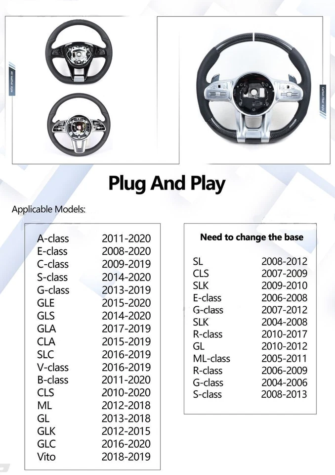 Mercedes Benz Steering Wheel Retrofit Adapter W222 W205 X253 W212 W218 W204 - Image 3 of 4