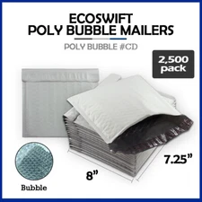 2500 #CD 7.25x8 "EcoSwift" Brand Poly Bubble Mailers Padded Envelope 7.25" x 8"