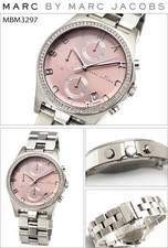 NEW MARC JACOBS HENRY POLISHED SILVER TONE,CRYSTAL,MAUVE,PINK DIAL WATCH MBM3297