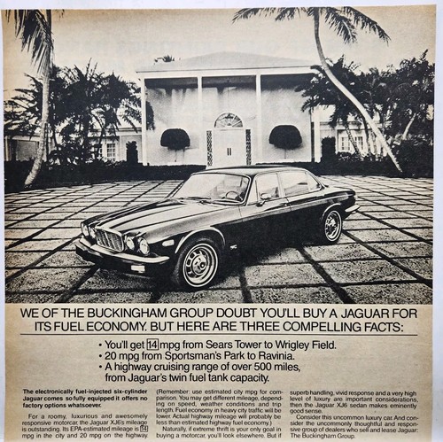 1979 Jaguar XJ6 Buckingham Group Dealer Original Print Ad Retro 70s