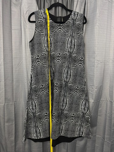 Norma Kamali Mini Dress Womens M Black White Geometric Stretch Artsy Mature - Picture 8 of 12