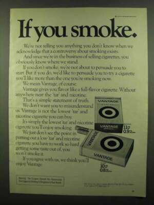 1974 Vantage Cigarettes Ad - If You Smoke