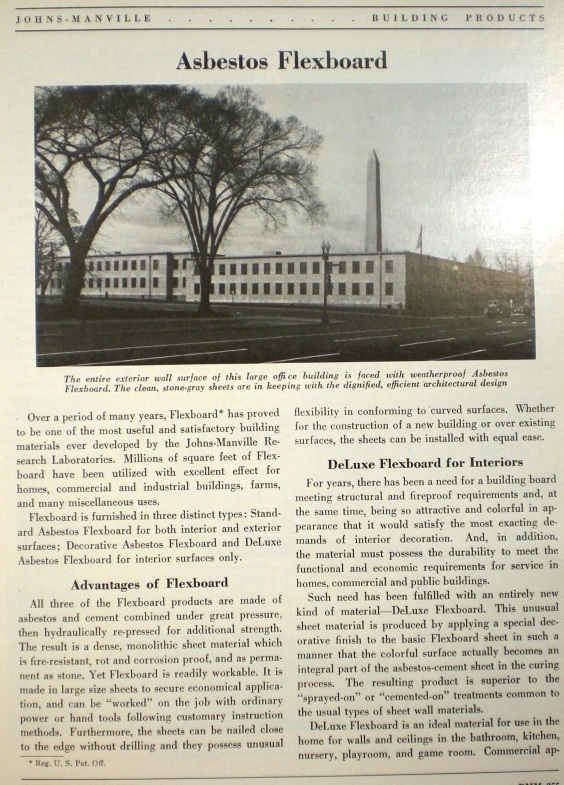 JOHNSMANVILLE Asbestos Flexboard Board Military & Navy Use in 1950