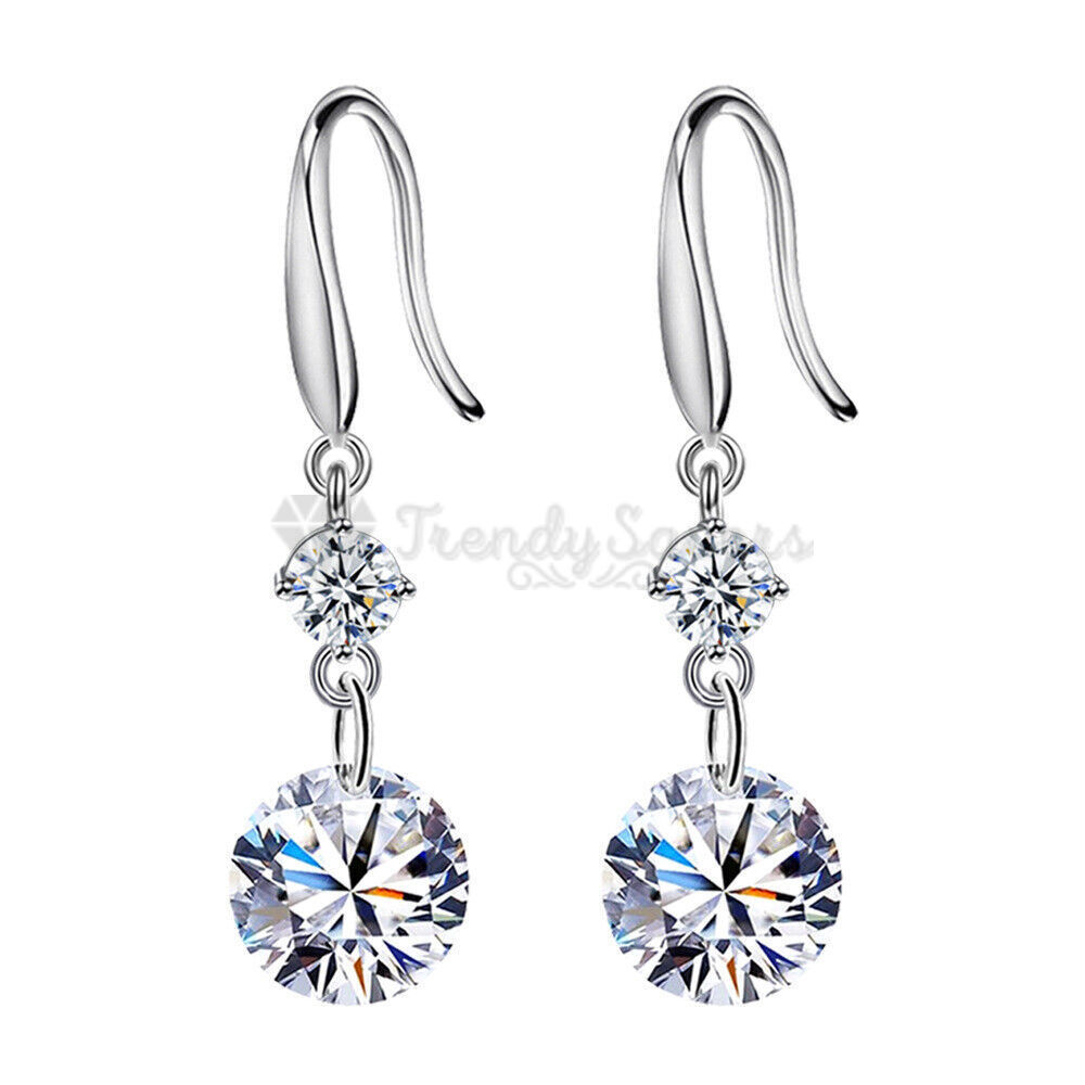 Hypoallergenic 925 Sterling Silver Double Round Crystal Drop