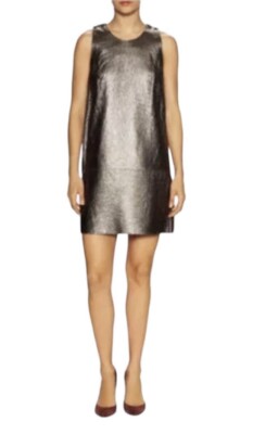Phillip Lim 100% Lamb Leather Shift Dress Women s 2 Small Graphite Purple $1295
