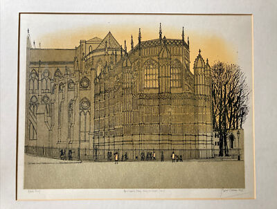 Vintage Robert Tavener R.E   Westminster Abbey   Print Signed Proof See Photos