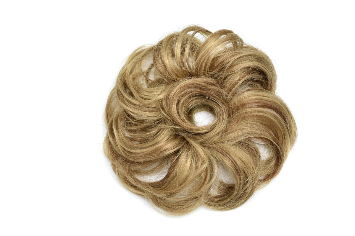 Extension Per Capelli A Chignon - Ricci Disordinati, Colore Biondo Naturale, Clip E Drawstring