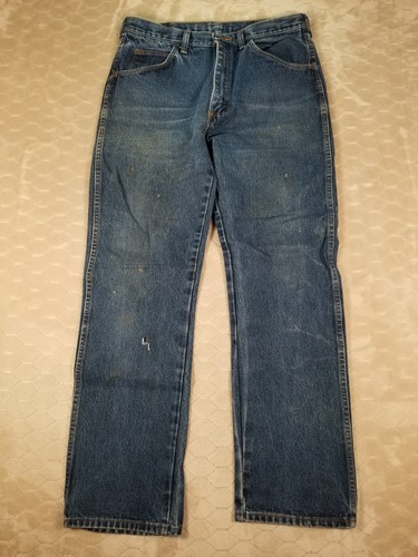 VTG Rustler Men's Jeans Dark Wash Tag 34x32 Fits 32x30 See Pics STAINS Fades