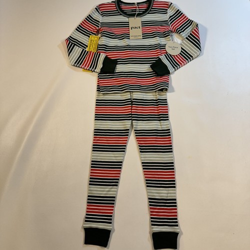 NWT Pact Size 7 Kids 100% Organic Cotton 2 Piece Striped Pajama Set