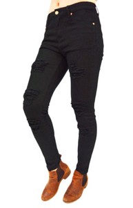 HIGH RISE SKINNY LEG RIPPED JEANS. SIZE 