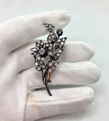 Pendentif Et Broche Camée Or 18k Avec Argent Et Diamants - Bijou Ancien Espagne XIXe Siècle, Occasion