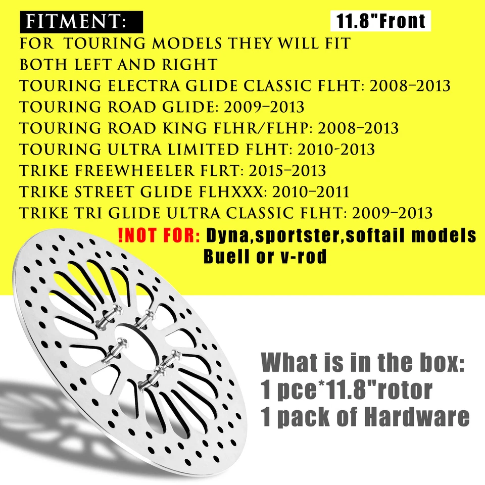 11.8" Front Brake Rotor Disc For Harley Touring Electra Glide Road King 2008  - image 2 of 4