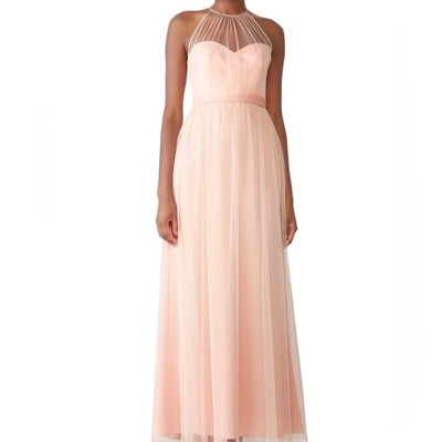 New 6 Amsale Chiffon Aliki Bridesmaid dress dusty pink long tulle solid  wedding | eBay