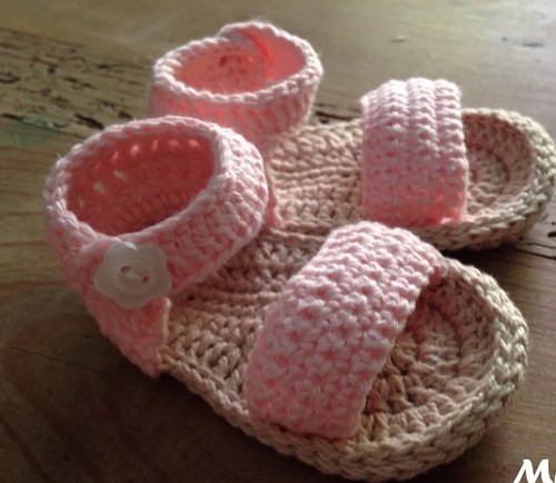 Sandalias Bebe Crochet Talla 0/3 Zapato Alpargatas Patucos Algodón Rosa Y  Crudo | eBay