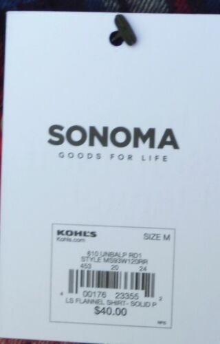 SONOMA THE SUPERSOFT FLANNEL MENS CLASSIC 2 POCKET BUTTON SHIRT LIST $40 - Picture 2 of 26