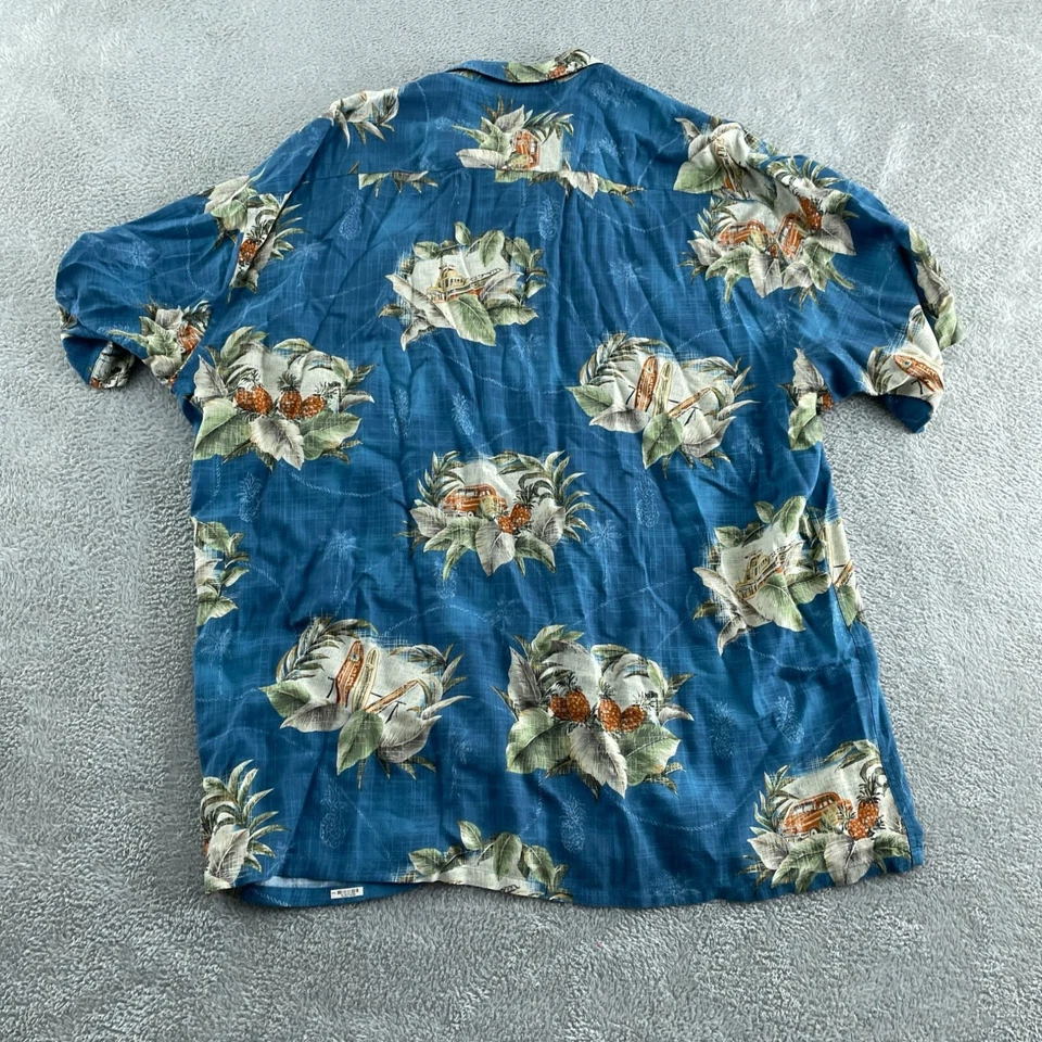 Vintage Cmpa Moda Hawaiian Button-Up Shirt XL Blue With Tropical Floral 2542 - Image 2 of 4
