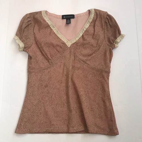 Vintage Y2K INC Babydoll Top Medium Lace Fairy Grunge Coquette Glitter Peasant - Picture 10 of 14