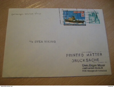 MS SVEA VIKING Passenger Cruise Ship Cover + Poster Stamp Vignette KAPPELN 1980