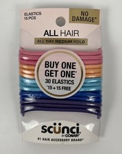 Scunci Hair Elastics No Damage Medium Hold Assorted Bold Colors Black 30 Pcs