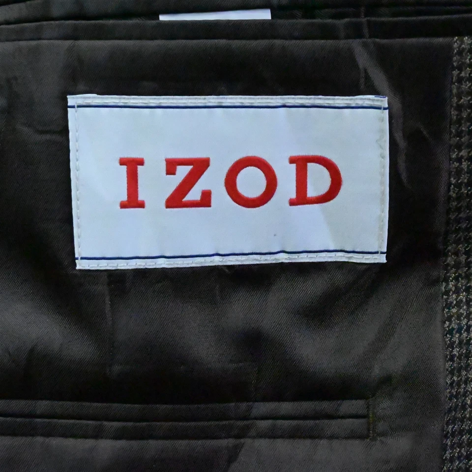 IZOD 42R Marrón Pata de Gallo Parches en el Codo Hombres Blazer Traje Chaqueta Abrigo Deportivo Foto 4 de 4