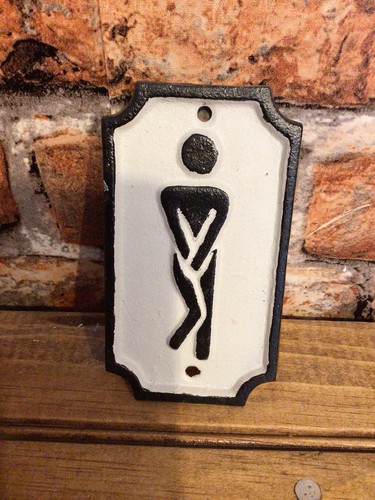 5"x2.75" Vintage Style Cast Iron "Twisting Man" Bathroom Door Sign Home Decor! - Picture 2 of 7