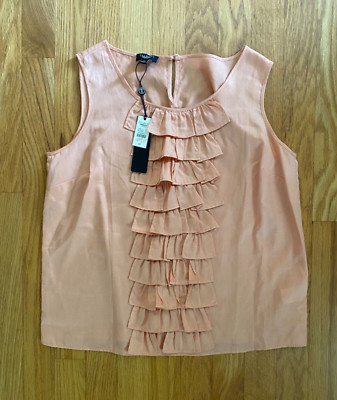 Talbots Ruffle Top NWT Talbots Size 4P Peach Ruffle Sleeveless Blouse Top Cotton (C2) | eBay