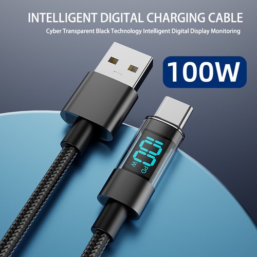 100W USB Superschnellladekabel Ladegerät Typ C 1m/2m Datenkabel mit LED Display - 第 3/22 張圖片