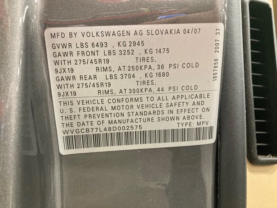 Оригинальный бежевый солнцезащитный козырек для правой стороны пассажира 2008 Volkswagen Touareg 2004-2010 - Изображение 2 из 2