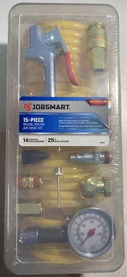 Jobsmart 15 pc 25 ft Recoil Nylon Air Hose Kit Compatible w/ any Air Compressor