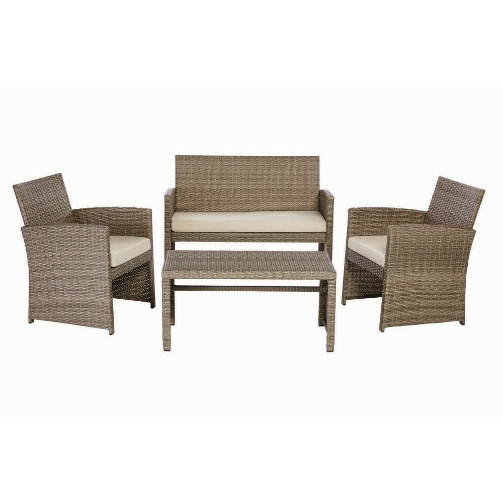 Hampton Bay Park Trail Grey 4 Piece Wicker Patio Conversation Set With Light For Sale Online