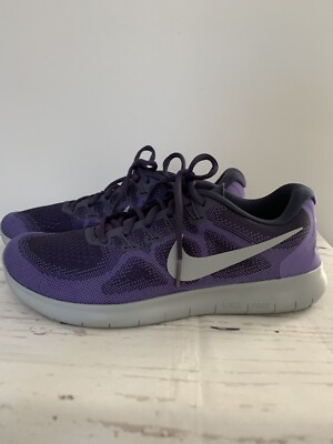 Nike Free RN Women’s 2017 Purple Gray Running Sneakers Lace-Up Stretch  Knit