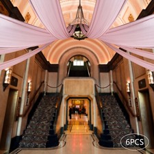 Deep Rose Ceiling Drapes for Wedding5Ftx30Ft Sheer Curtains Chiffon Drapin New