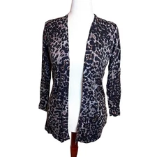 Apt 9 lightweight cardigan long length brown animal print open front  Sz M
