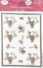Vintage Package Hallmark Sticker Sheets 4 Nip Winter Flowers Pinecones Vases