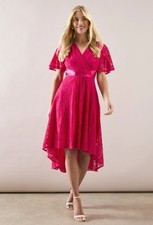 WALLIS - Petite Lace Hi Low Lace Midi Dress Size UK 14 BNWT [K14]