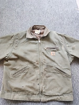 Vintage Carhartt Detroit Jacket J76 MOS Blanket Lined LARGE Moss