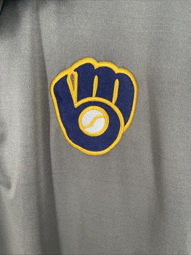 Majestic Poloshirt Herren XLT grau Milwaukee Brewers Kurzarm Pullover - Bild 2 von 4