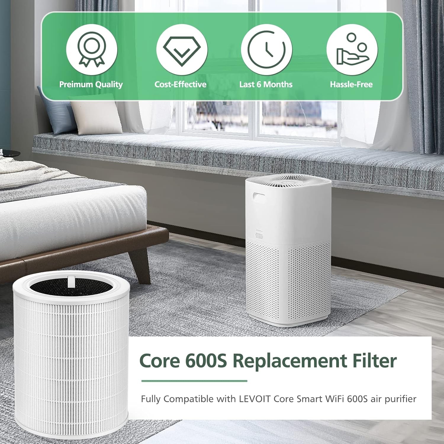 Core 600S Replacement Filter H13 True HEPA Filter for LEVOIT Core 600S Air Purif
