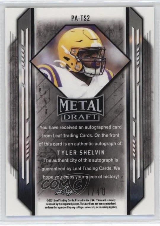 2021 Leaf Metal Draft Portrait Auto Blue Marble /40 Tyler Shelvin #PA-TS2 Auto - Image 2 of 2